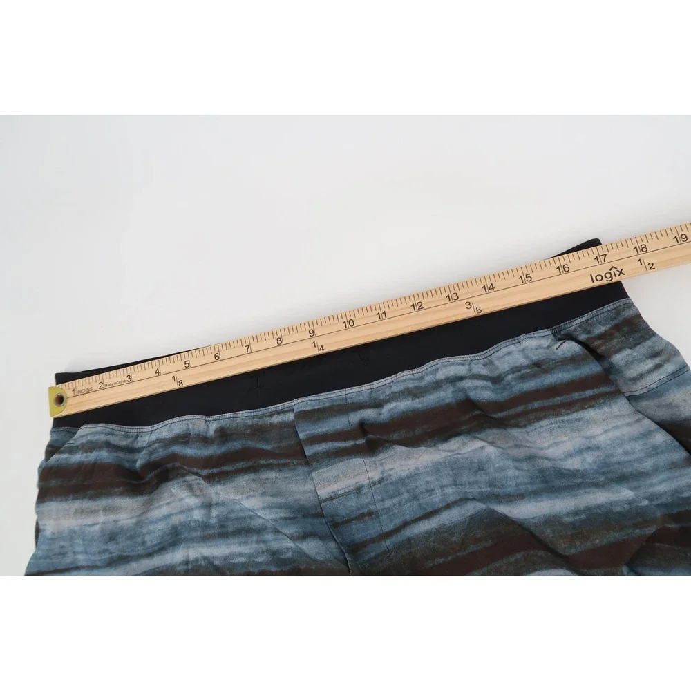 Lululemon Pace Breaker Shorts Mens XL Blue Brown Abstract Stripe Lined Active 9